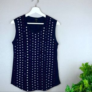 SALE J. Crew Navy Stacked Sequin Sleeveless Top / Shell Size XS